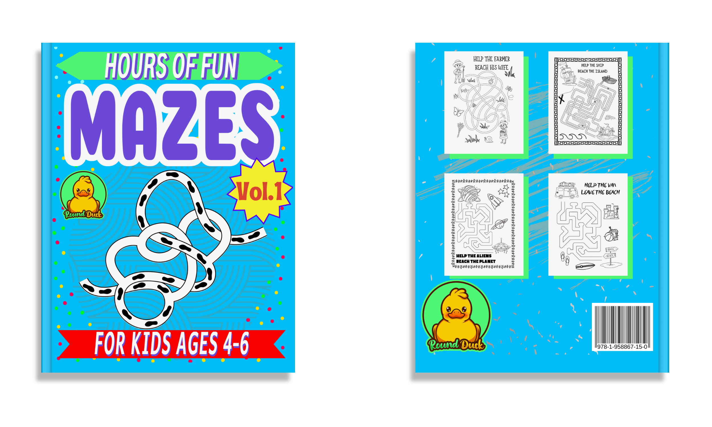 Hours of Fun Mazes for Kids Ages 4-6 Vol-1 By Round Duck ✓